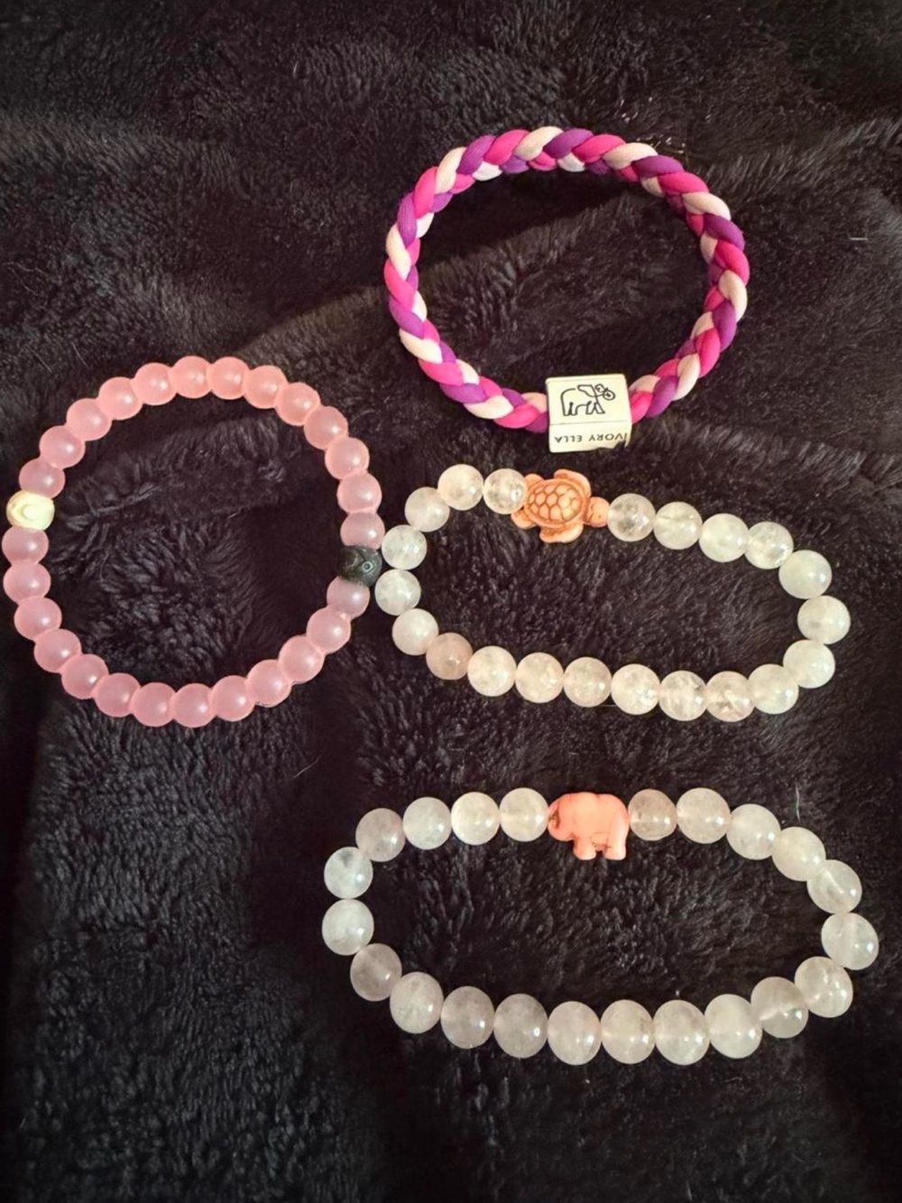 ivory ella Pink Braided and Beaded Bracelet Set
